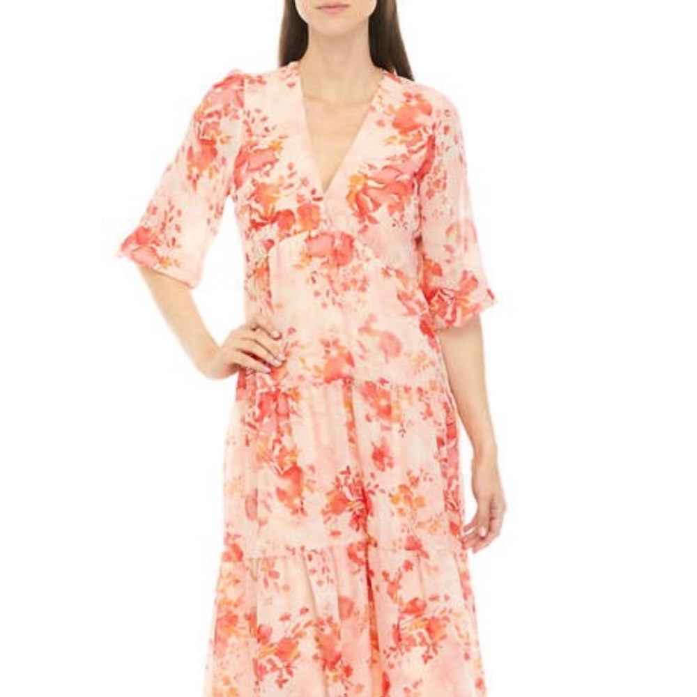 Maison Tara Pink Floral Maxi Dress